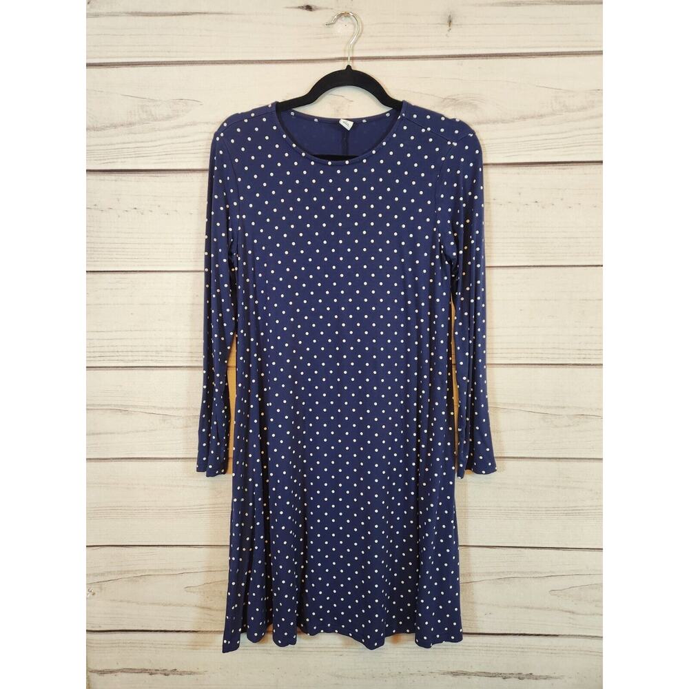 Old Navy Women's Blue And White Polka Dot‎ Long Sleeve Dress Size M